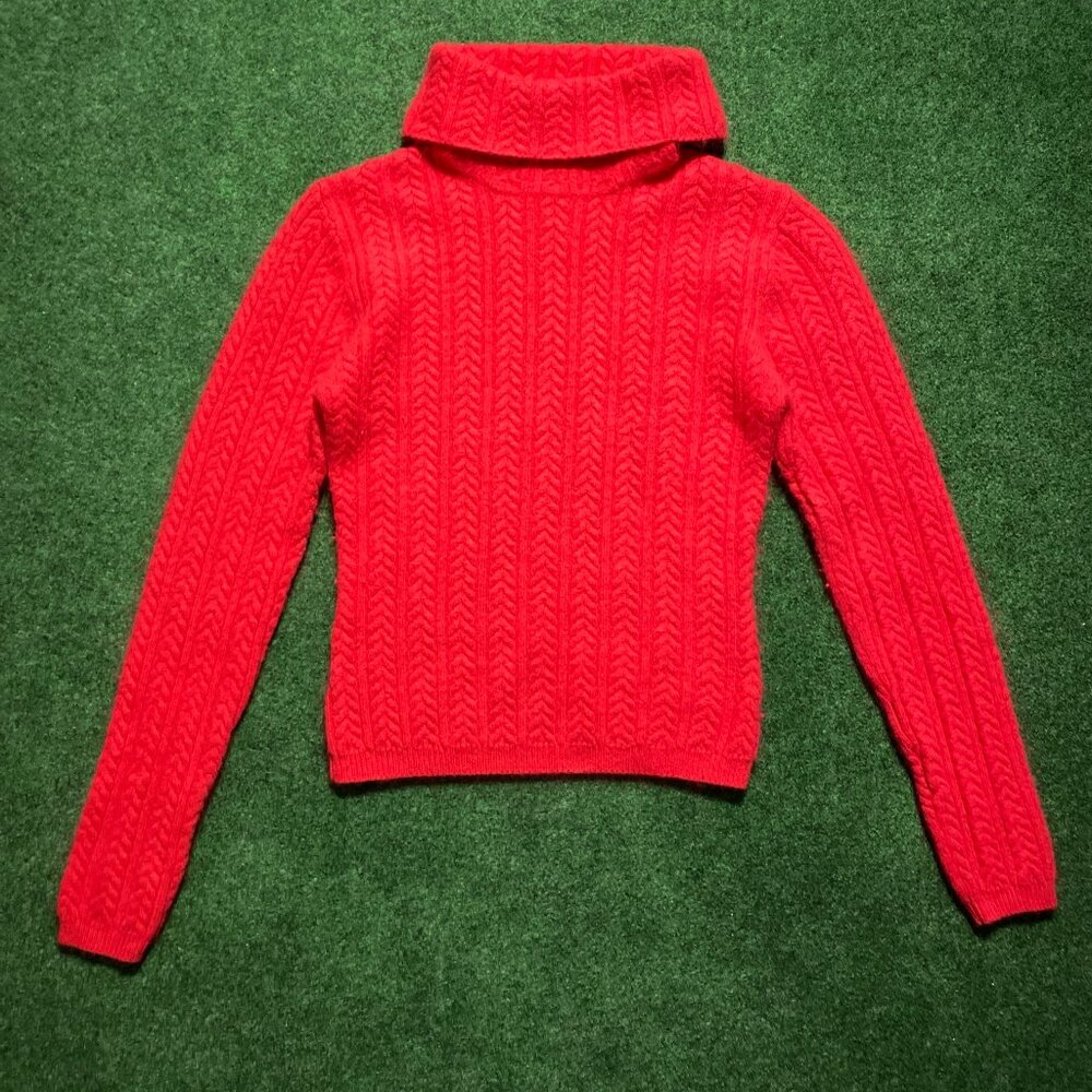 Vintage Women’s Marker Fisherman’s Knit Turtle Neck Sweater Red Small